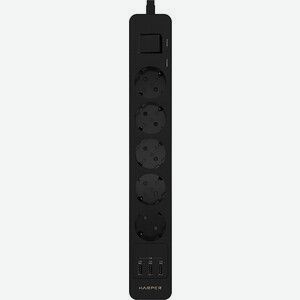 Сетевой фильтр HARPER UCH-530 (5 розеток, 1,5m, USB, черный)