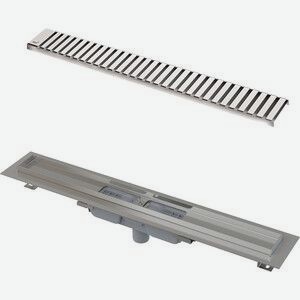 Душевой лоток AlcaPlast Low с глянцевой решеткой Line, вертикальный сток (APZ1101-650, LINE-650L)