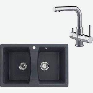Кухонная мойка и смеситель Ulgran U-402-343 антрацит, Lemark Comfort LM3061C
