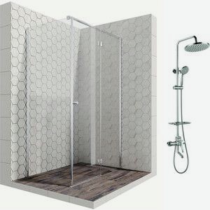 Душевой уголок Ambassador Diamond 120x80 с душевой системой Lemark, правый, прозрачный, хром (12011104R, LM7010C)