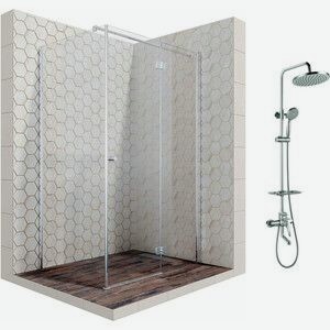 Душевой уголок Ambassador Diamond 120x80 с душевой системой Lemark, правый, прозрачный, хром (12011107R, LM7010C)