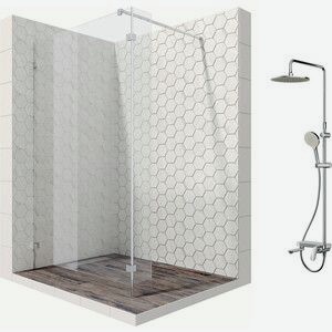 Душевой уголок Ambassador Walk-in 100x100-70 с душевой системой Am.Pm, прозрачный, хром (15031106, F0780700)