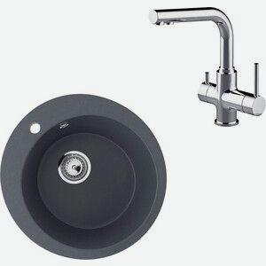 Кухонная мойка и смеситель Ulgran U-405-343 антрацит, Lemark Comfort LM3061C