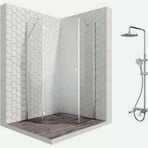 Душевой уголок Ambassador Diamond 100x100 с душевой системой Am.Pm, левый, прозрачный, хром (12011112L, F0780700)