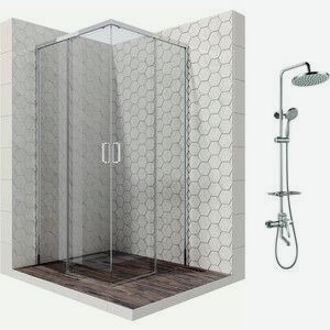 Душевой уголок Ambassador Queen 100x100 с душевой системой Lemark, прозрачный, хром (11011105, LM7010C)