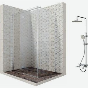 Душевой уголок Ambassador Diamond 120x80 с душевой системой Am.Pm, левый, прозрачный, хром (12011107L, F0780700)