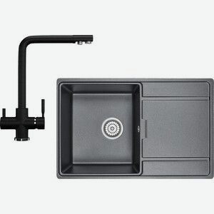 Кухонная мойка и смеситель Granula GR-7804 шварц + U-016-308