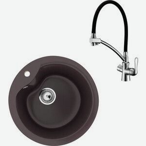 Кухонная мойка и смеситель Ulgran U-102-345 шоколад, Lemark Comfort LM3070C
