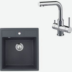 Кухонная мойка и смеситель Ulgran U-406-343 антрацит, Lemark Comfort LM3061C