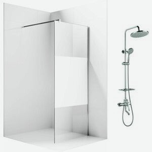 Душевой уголок Ambassador Walk-in 90х100-70 с душевой системой Lemark, прозрачный, матовый, хром (15034128, LM7010C)