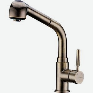 Смеситель для кухни Wasserkraft с выдвижной лейкой, светлая бронза (A8237)