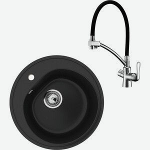 Кухонная мойка и смеситель Ulgran U-101-344 ультра-черный, Lemark Comfort LM3070C
