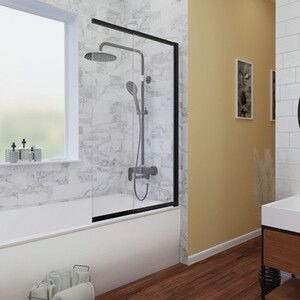 Шторка для ванны Wasserkraft Dill 100х140 прозрачная, черная (61S02-100 WasserShutz)