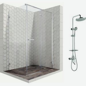 Душевой уголок Ambassador Abner 120x90 с душевой системой Lemark, прозрачный, хром (10011104R, LM7010C)