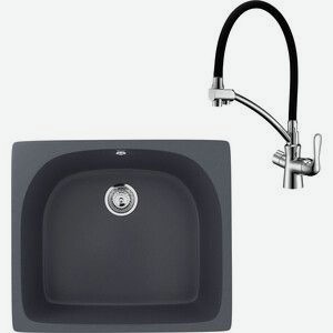 Кухонная мойка и смеситель Ulgran U-408-343 антрацит, Lemark Comfort LM3070C