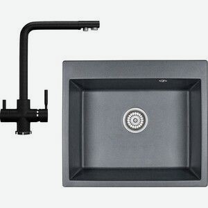 Кухонная мойка и смеситель Granula GR-6001 шварц + U-016-308
