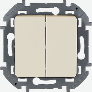 Выключатель двухклавишный Legrand Inspiria - 10 AX - 250В. Цвет - слоновая кость