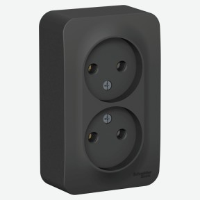 Розетка двойная без заземления антрацит Schneider Electric