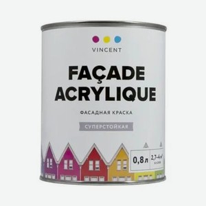 Краска фасадная акрилатная матовая Vincent Facade Acrylique f-2 Base с 0.7л