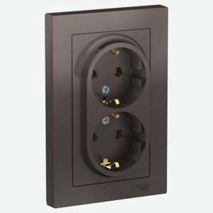 Розетка двойная Schneider Electric с/з 16а в сборе мокко