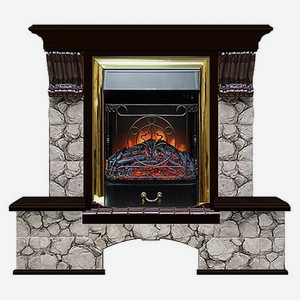 Каминокомплект Glenrich Бостон портал Карелия с Венге и очагом Magestic BR 122х40х108,5 см
