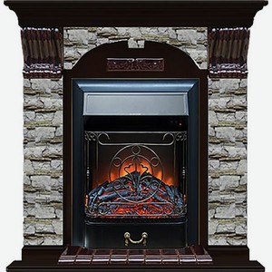 Каминокомплект арочный Glenrich портал Алтай с Венге и очагом Majestic BL 106,5х36,5х98 см