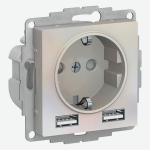 Розетка Schneider Electric 16а 2usb 5в/2.4а 2х5в/1.2а жемчуг