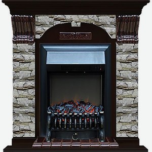 Каминокомплект арочный Glenrich портал Алтай с Венге и очагом Fobos BL 106,5х36,5х98 см