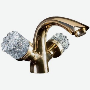 Смеситель для умывальника Boheme Crystal золотой 17,2х15,4х12,8 см