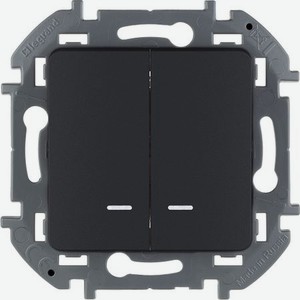 Выключатель двухклавишный Legrand Inspiria с подсветкой - 10 AX - 250В. Цвет - антрацит