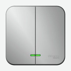 Выключатель 2-клавишный подсвет. Алюмин. Schneider Electric