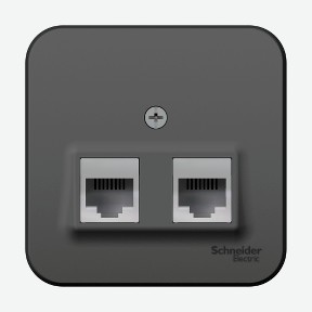 Розетка 2-ая комп.rj45+тел.rj11 антрацит Schneider Electric