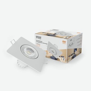 Светильник Gauss Квадрат. Белый, 6W,90х90х56, ?65мм 500 Lm LED 2700K 1/40