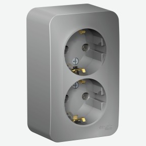 Розетка двойная с заземлением алюминий Schneider Electric