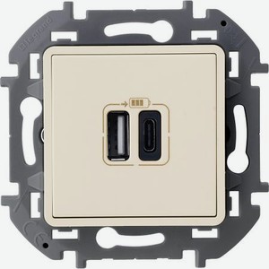 Розетка Legrand Inspiria USB тип А + USB тип C, цвет - слоновая кость
