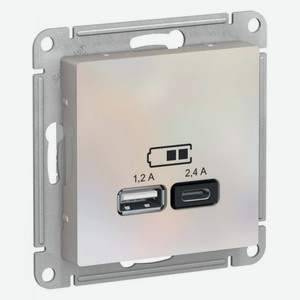 Розетка Schneider Electric usb a+с 5в/2.4 2х5в/1.2 жемчуг