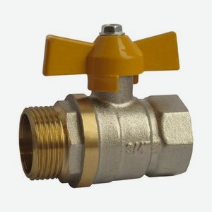 Кран шаровой газовый 1/2 , латунь, ВР/НР бабочка, Профитт 4828254