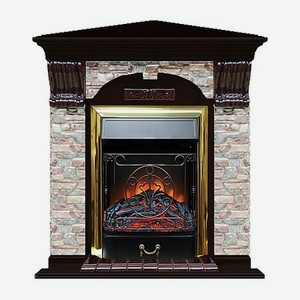 Каминокомплект арочно-угловой Glenrich портал Грот цветной с Венге и очагом Majestic BR 106,5х81х98 см