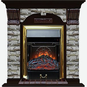 Каминокомплект арочный Glenrich портал Алтай с Венге и очагом Majestic BR 106,5х36,5х98 см