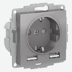 Розетка Schneider Electric 16а 2usb 5в/2.4а 2х5в/1.2а алюминий