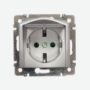 Legrand Одноместная розетка с крышкой и заземлением, алюминий valena (770122)