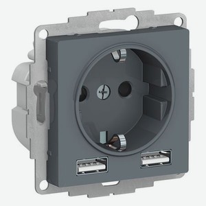 Розетка Schneider Electric 16а 2usb 5в/2.4а 2х5в/1.2а грифель
