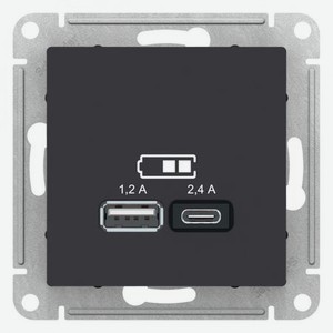 Розетка Schneider Electric usb a+с 5в/2.4 2х5в/1.2 карбон