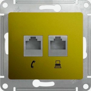 Розетка двойная Schneider Electric Glossa RJ45 + RJ11 фисташковый