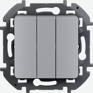 Выключатель трехклавишный Legrand Inspiria - 10 AX - 250В. Цвет - алюминий