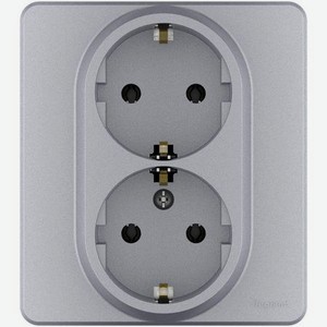 Розетка двойная Legrand Inspiria 2х2К+З, цвет - алюминий