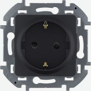 Розетка Legrand Inspiria 2К+З со шторками, цвет - антрацит