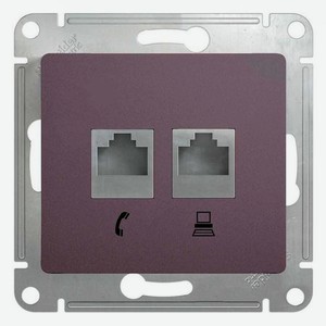 Розетка двойная Schneider Electric Glossa RJ45 + RJ11 сиреневый туман