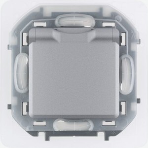Розетка Legrand Inspiria 2К+З, цвет - алюминий,с крышкой