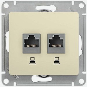 Розетка компьютерная Schneider Electric Glossa RJ45 + RJ45 молочный